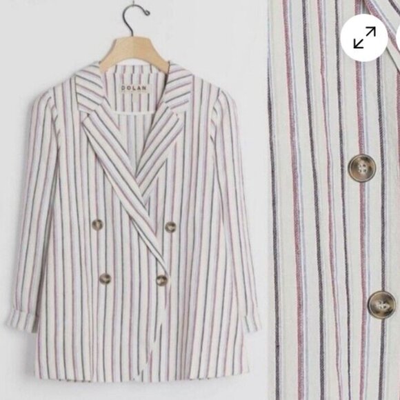 Anthropologie Dolan Left Coast Cream Anna Striped Linen Blazer - Picture 1 of 15